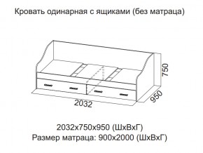 Кровать одинарная с ящиками (Без матраца 0,9*2,0) в Тюмени - tyumen.magazin-mebel74.ru | фото