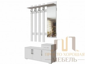 Вешалка с зеркалом 1,0 м №3 Ясень Анкор светлый в Тюмени - tyumen.magazin-mebel74.ru | фото